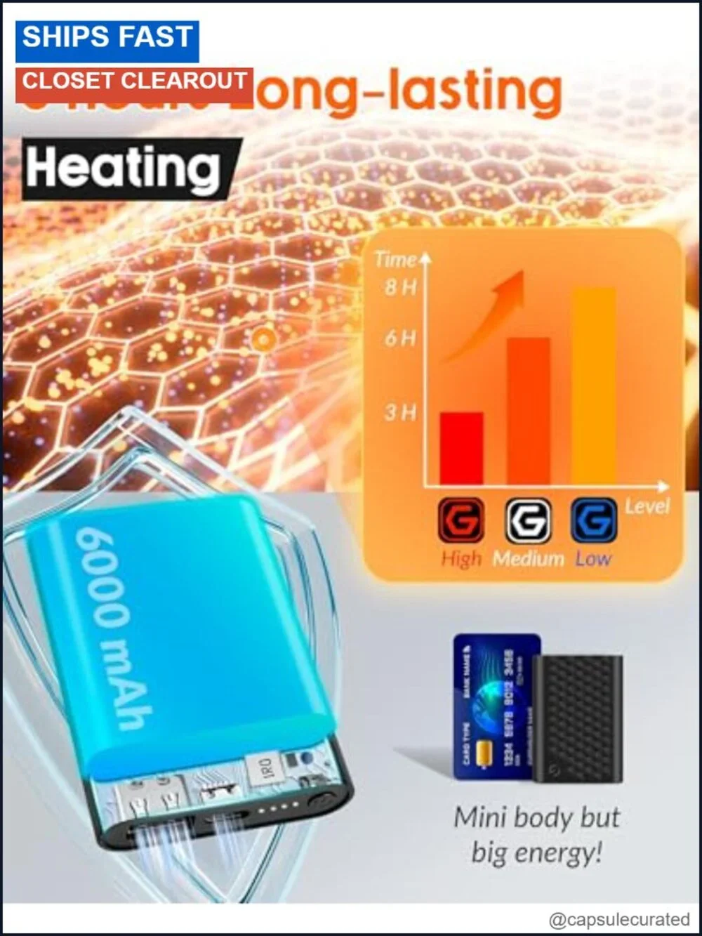 Rechargeable Heated Scarf with Graphene Technology, 3-Second Fast Heating,